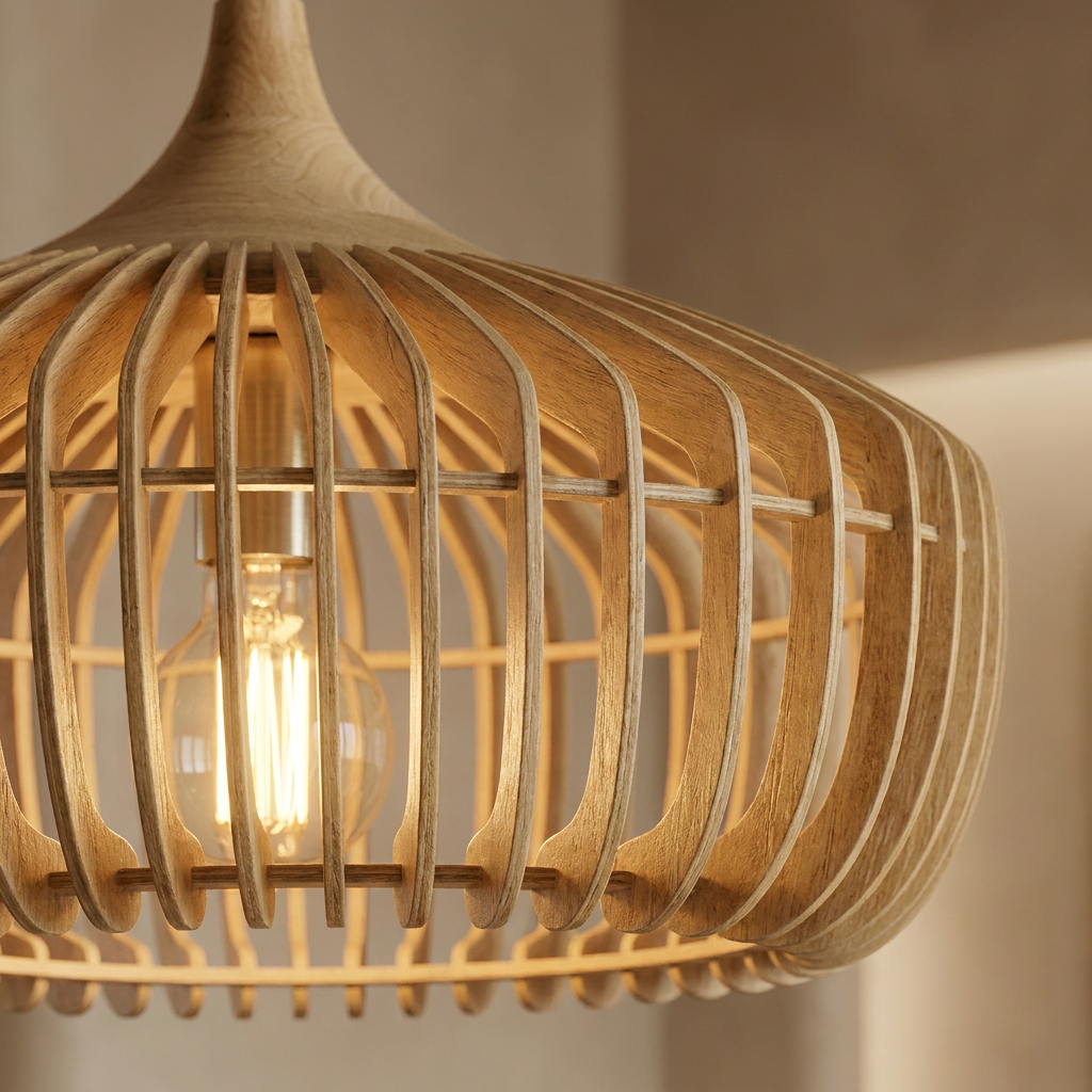 Rib Pendant Lamp — Slatted Wood