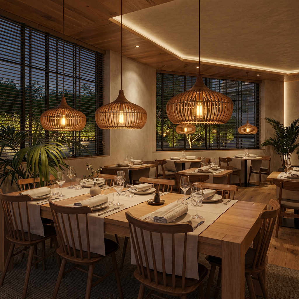 Rib Pendant Lamp — Slatted Wood