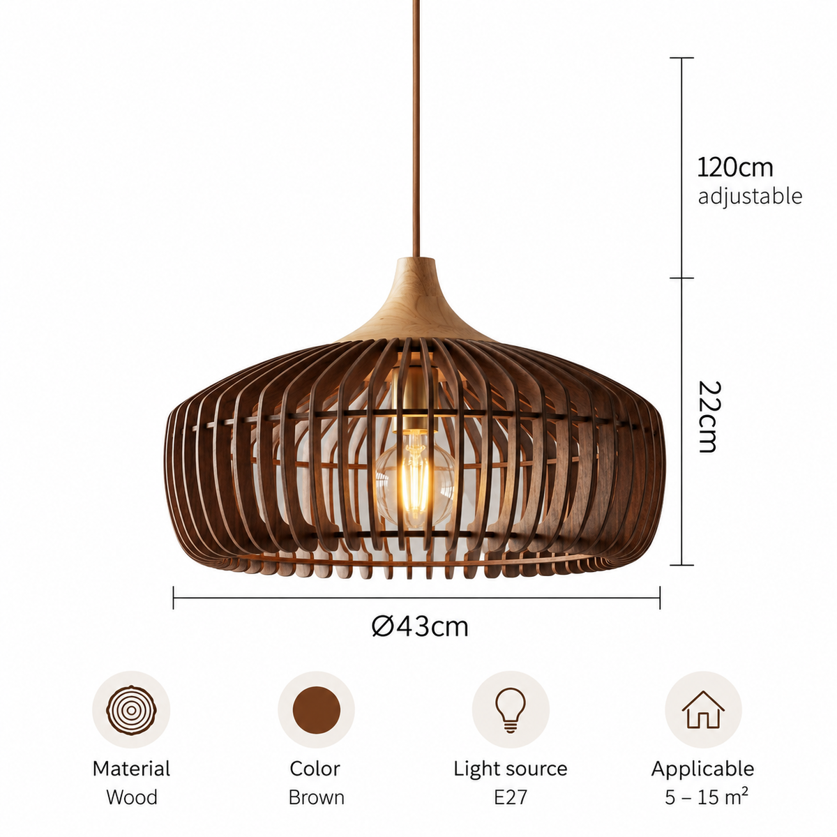 Rib Pendant Lamp — Slatted Wood