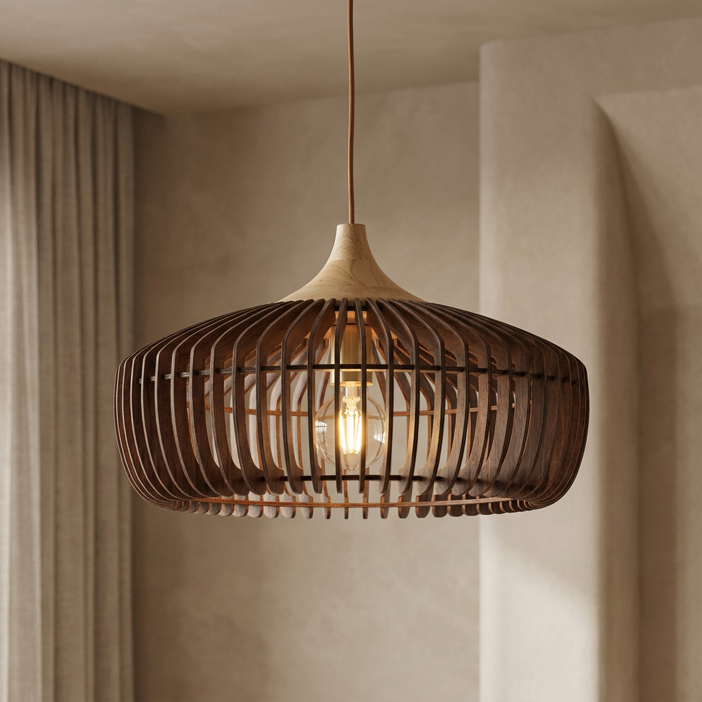 Rib Pendant Lamp — Slatted Wood